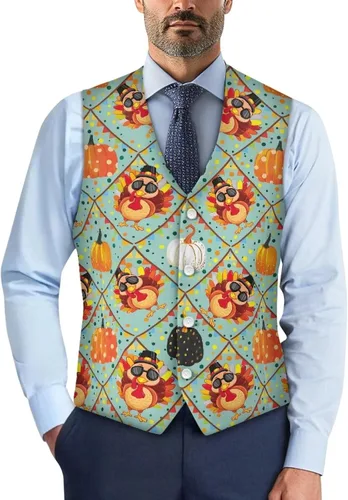 Vista 15 de TODIYADDU Single Breasted Sleeveless Vest for Men Tuxedo Vest Mushroom