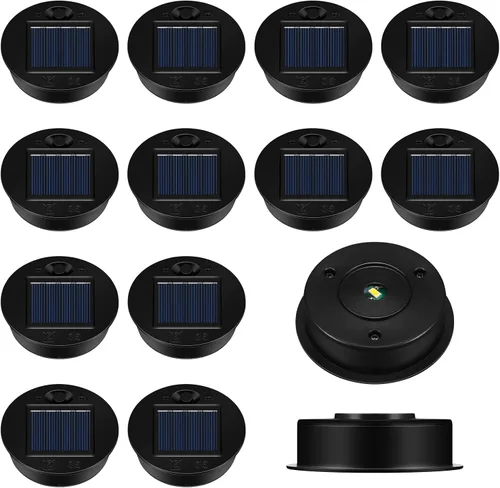 Vista 8 de Jeyiour Juego de 12 tapas de repuesto para luz solar, piezas de repuesto para luz solar, panel LED impermeable, tapa de linterna para exterior, kit