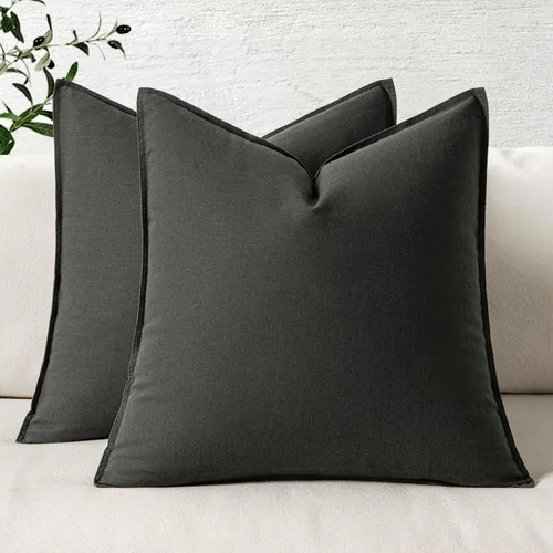 Vista 7 de MIULEE - Paquete de 2 fundas de cojín decorativas de lino, estilo bohemio y moderno, suaves, acento euro, para cama, neutral, fundas de cojín