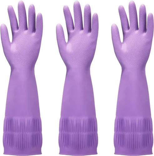 Vista 8 de FMP Brands 3/6/12/60 pares de guantes de goma extra largos de 15 pulgadas para lavar platos, antideslizantes para limpieza, cocina, baño, jardinería