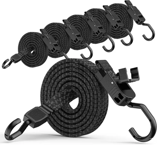 Vista 9 de Cuerdas elásticas resistentes para exteriores, cuerdas elásticas largas y ajustables con ganchos planos, correas elásticas de goma de alta