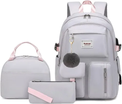 Vista 9 de Wadirum Mochila escolar de moda para niña, mochila espaciosa para computadora portátil para mujer Negro
