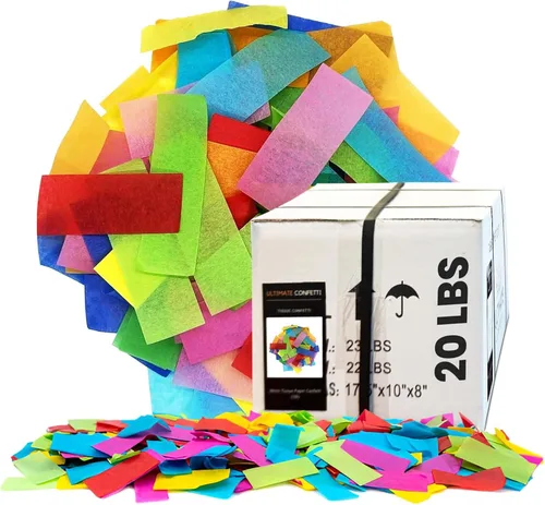 Vista 13 de Ultimate Confetti, Confeti Biodegradable Azul Bebé - Confeti de Papel de Seda Rectangular Revoloteante para Uso en Cañones y Lanzadores – Confeti
