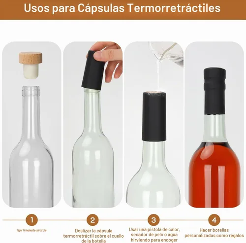 Vista 4 de DHSBTLS Botellas de vidrio transparente de 12 oz con tapas de corcho Paquete de 12 tapas de madera blanca de 12.7 fl oz