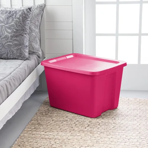 Vista 2 de OTRIEK - Caja de plástico de 18 galones, color fucsia Burst, juego de 8