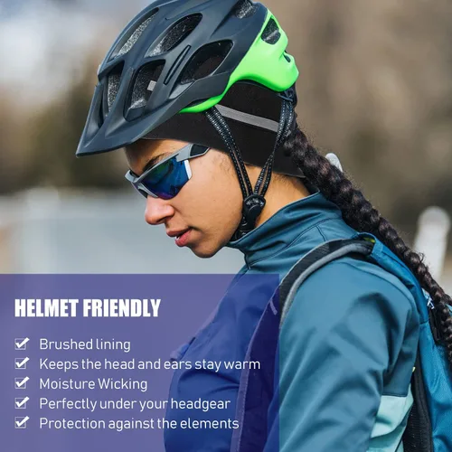Vista 3 de Gorro reflectante de 3 piezas con forro polar para correr, cola de caballo para mujer, gorro de seguridad con cubiertas para las orejas para clima