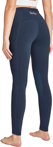 Vista 4 de FitsT4 - Pantalones de equitación con forro polar para mujer, pantalones ecuestres de silicona, con bolsillo celular