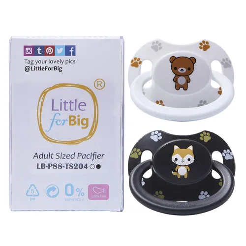 Vista 8 de LittleForBig Bigshield Generation-II - Juego de chupete de tamaño adulto, diseño de zorro negro y oso de peluche blanco