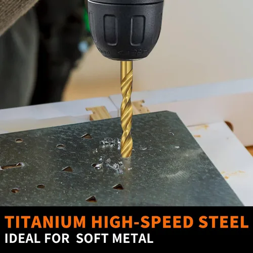 Vista 4 de ENERTWIST Juego de brocas con revestimiento de titanio, 99 brocas de acero HSS de alta velocidad para metal, madera, plástico, aleación de aluminio