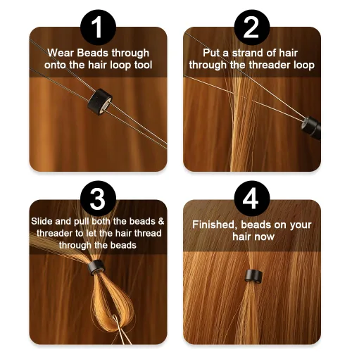Vista 5 de Kit de alicates de extensión de cabello, alicates de extensión de cabello para microcuentas, gancho desmontable, bucle, anillos de seccionamiento