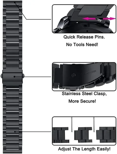 Vista 2 de ViCRiOR Compatible con Garmin Venu, Venu SQ, Venu 2 Plus, Vivoactive 5/3 Bandas - Correa de reloj de acero inoxidable sólido y correa de malla