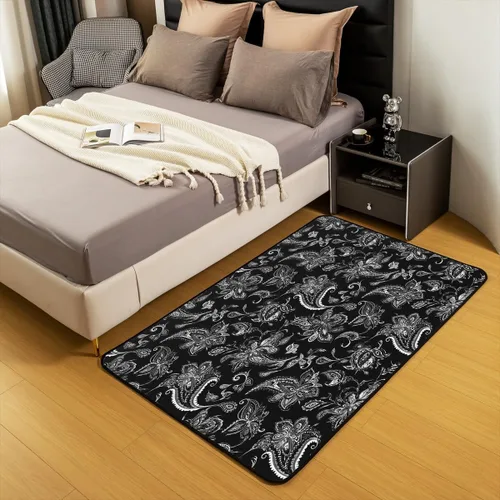 Vista 5 de Feelyou Tapete de jacquard para interiores para niños y niñas, 3 x 5, patrón floral, alfombra de sala de estar, alfombra de decoración floral ultra