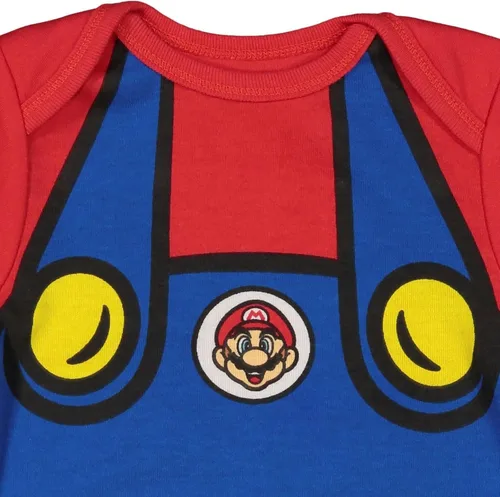 Vista 5 de SUPER MARIO Nintendo - Disfraz de bebé de manga corta y sombrero para bebés a niños pequeños