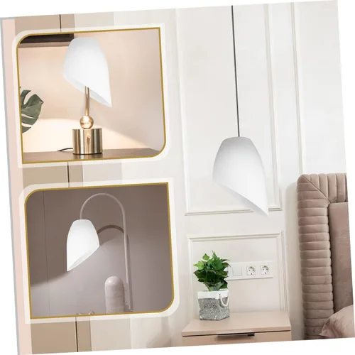 Vista 8 de Paquete de 5 pantallas de lámpara de herradura para lámparas de piso y mesa con agujero central de 1 1/4 pulgadas, pantallas blancas de repuesto