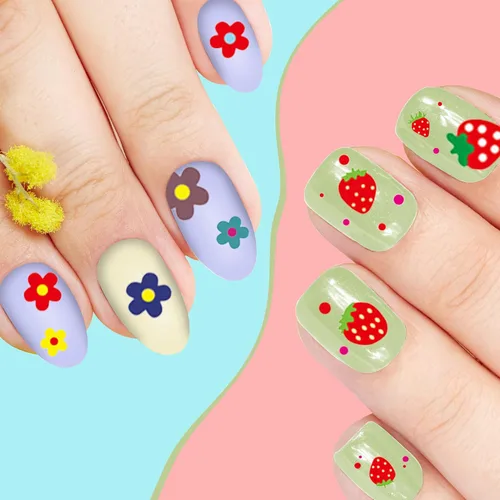 Vista 8 de 16 hojas de calcomanías de uñas para niños, lindas calcomanías autoadhesivas para niñas y mujeres, diseños 3D, accesorios de manicura