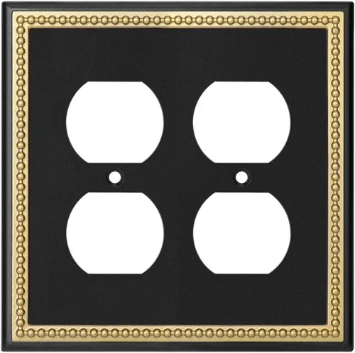 Vista 14 de Placa decorativa de pared con marco perlado para placa de interruptor (palanca doble, negro y dorado oscuro)