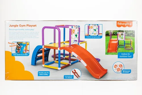 Vista 7 de Fisher-Price Estructura de juego de gimnasio de la selva con tobogán para niños con juego de lanzamiento de bolsas de frijoles, juego activo