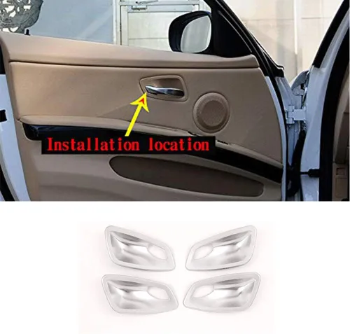 Vista 9 de YIWANG ABS cromo puerta interior de coche cubierta cubierta 4 unids para BMW E90 3 serie 2005-2012 Auto Accesorios (fibra de carbono)