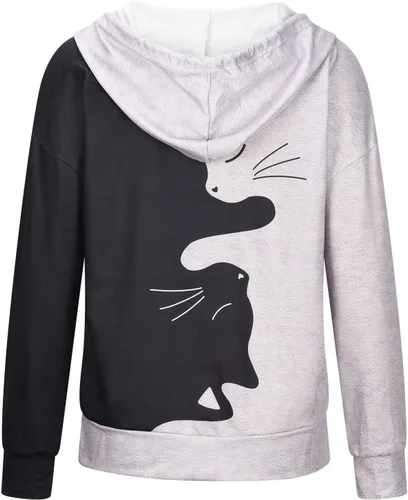 Vista 41 de Sudaderas con capucha para mujer, con cuello de botón, sin botones, con cordón, manga larga, lindas, ropa para adolescentes y niñas