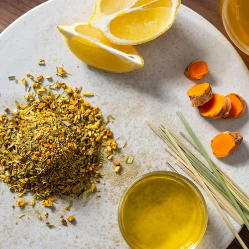 Vista 6 de Té de Cúrcuma y Jengibre Rishi - Té Orgánico de Hoja Suelta, Mezcla Sin Cafeína con Jengibre Picante y Cítrico, Caliente o Helado - 16 Onzas
