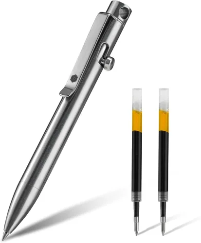Vista 7 de KeyUnity KP01BK Bolt Action EDC Pen con clip, bolígrafo de bolsillo de titanio para transporte diario (negro)
