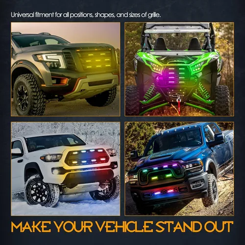 Vista 6 de Nirider - Kit de luces LED RGB para rejilla de raptor, luces estroboscópicas, luces subterráneas, luces de roca para camioneta Ford Raptor Tacoma