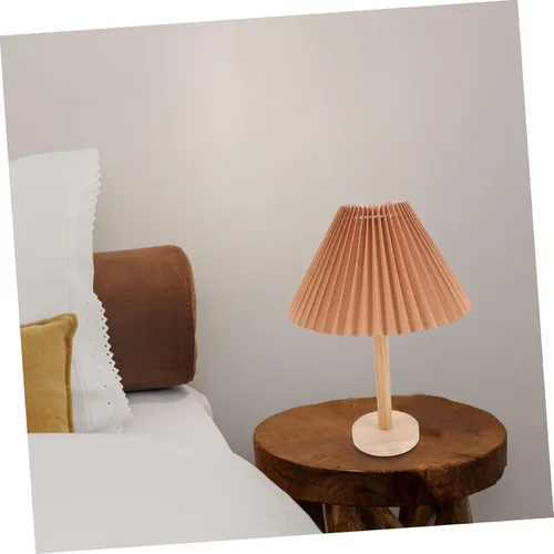 Vista 9 de Lámpara de mesa plisada para dormitorio, luz nocturna, mesita de noche, luz suave, deslumbrante