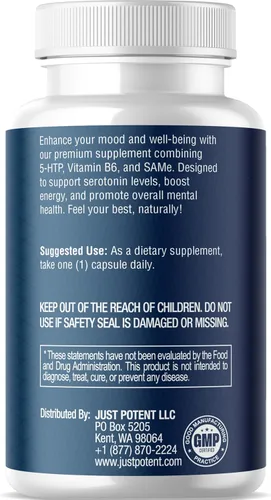 Vista 3 de 5-HTP Ultra 200mg 120 cápsulas – Suministro para 4 meses para el sueño, el estado de ánimo y la salud cerebral Fortificado con SAM-e