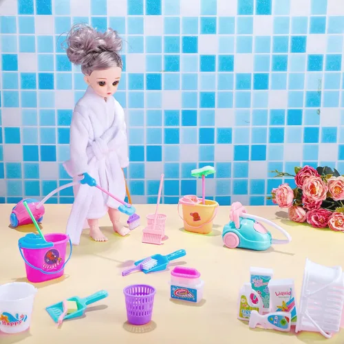 Vista 5 de 22 Piezas de Mini Suministros de Limpieza para Casa de Muñecas en Miniatura, Accesorios para Casa de Muñecas, Accesorios de Decoración de Muebles