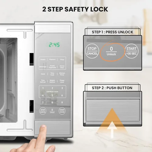 Vista 5 de Horno microondas TOTAL Chef de 1.3 pies cúbicos – Electrodoméstico compacto de encimera, pequeño horno microondas de acero inoxidable con pantalla