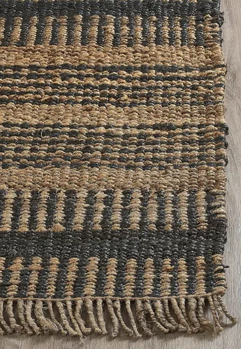 Vista 6 de Fab Habitat Alfombra de yute natural tejida a mano de 3 x 5 pies, color carbón