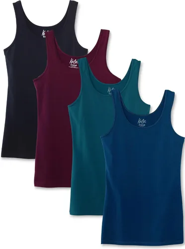 Vista 7 de Kalon Paquete de 4 camisetas sin mangas con cuello redondo para mujer