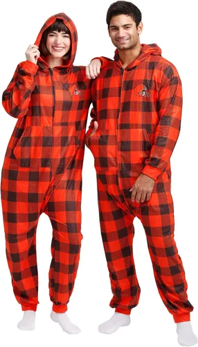 Vista 21 de FOCO Unisex NFL Team Logo Pajamas One Piece Onesie Patrón feo navideño