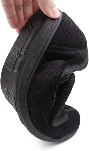 Vista 7 de Pantuflas diabéticas para hombre, extra anchas, espuma viscoelástica, cómodas, con cierre ajustable para pies hinchados, edema, artritis, ancianos