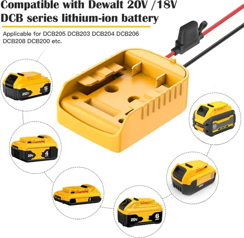 Vista 10 de Adaptador de ruedas eléctricas para Dewalt Adaptador de batería de 20 V, kit de convertidor de batería con fusible, interruptor y conector de arnés