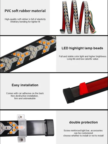 Vista 5 de TOPKU Tira de luz trasera LED para camioneta pickup, barra de luz dinámica para portón trasero del camión, tira flexible de 120 cm con luces