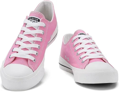 Vista 4 de Tenis de lona para mujer, clásicos, con cordones, tenis de lona de moda, casuales, cómodos para caminar