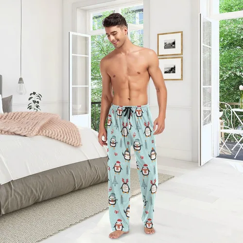 Vista 7 de Bonito muñeco de nieve feliz Navidad, pantalones de pijama para hombre, pantalones de descanso súper suaves para hombre, pantalones de pijama