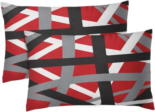 Vista 21 de Emvency Juego de 2 fundas de almohada decorativas retro con diseño de rayas grises y negras, para decoración del hogar, cuadradas, 16 x 16 pulgadas
