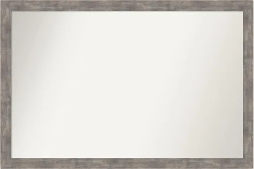 Vista 207 de Amanti Art Silver Bathroom Mirror for Over Sink, 26x45 Custom Made Marred Pewter Rectangle Vanity Mirror, Oversize Casual Wood Frame, Hangs Estaño