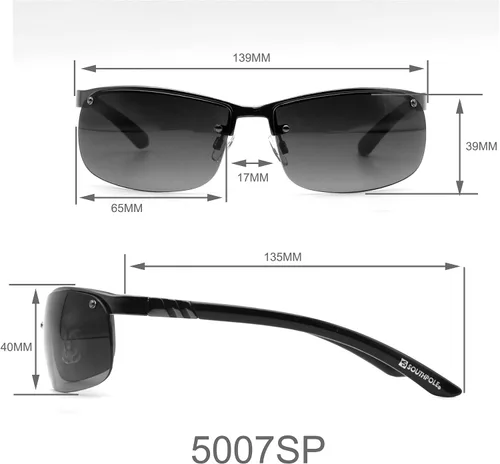 Vista 2 de Southpole 5007sp Men's Sporty Uv Protective Metal Wrap Sunglasses. Cool Gifts for Him, 65 Mm Rectangular