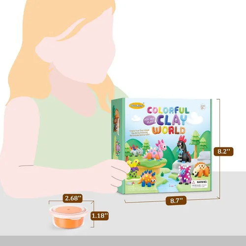 Vista 5 de Kit de arcilla seca Drama Planet para niños - 18 latas de arcilla para modelar, guía de 46 páginas con 26 tutoriales de personajes, gran regalo
