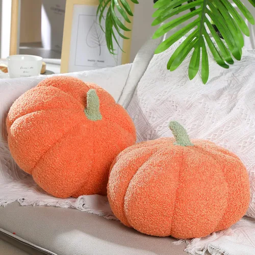 Vista 10 de Queekay - 2 almohadas de calabaza de 11 x 9.5 pulgadas, decoración de calabaza rellena 3D de otoño para el hogar, dormitorio, automóvil, sofá, cojín