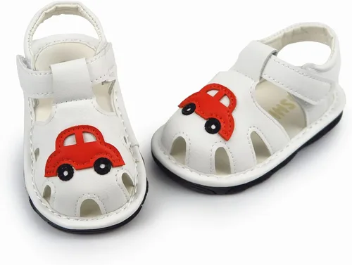 Vista 5 de WILLFUN Sandalias chirriantes de verano para bebé, niño, niña, suela de goma de primera calidad, puntera cerrada, antideslizantes, zapatos