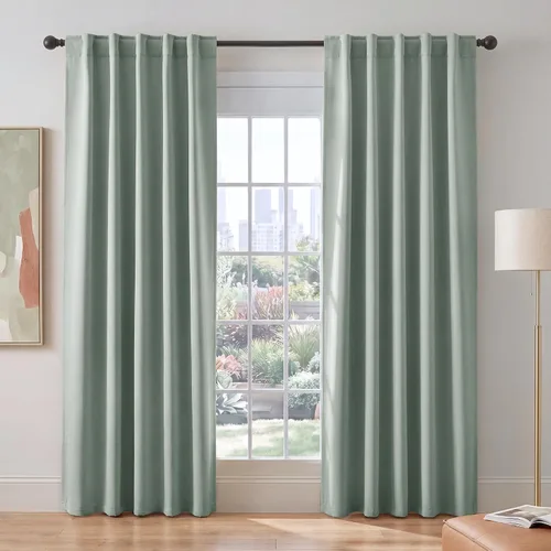 Vista 90 de PONY DANCE Cortinas cortas con aislamiento térmico para ventana pequeña, para guardería, baño, cocina, lavandería, caravana, sótano, 29 pulgadas