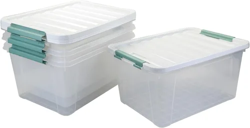 Vista 8 de Paquete de 4 cajas transparentes de 20 cuartos de galón con tapas, bolsas de almacenamiento de plástico