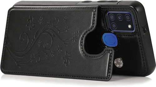 Vista 6 de Asuwish Funda de teléfono para Samsung Galaxy A21S con protector de pantalla de vidrio templado y tarjetero con soporte para tarjetero, accesorios