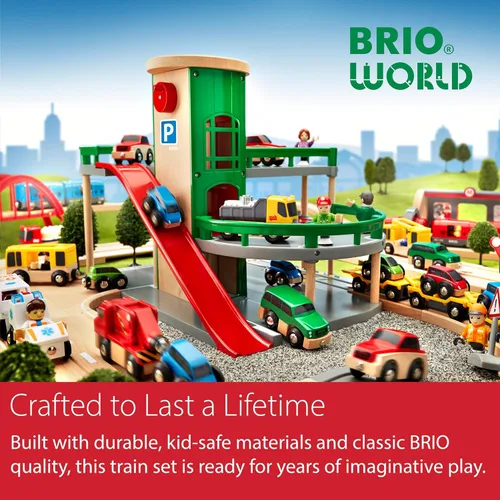 Vista 6 de BRIO World - Tren de acción con pilas, motorizado para pistas de madera, juego eléctrico para niños, incluye carro de carbón móvil y mezclador
