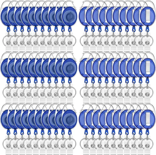 Vista 15 de Yaomiao Paquete de 100 carretes retráctiles para tarjetas de identificación con clips, carretes resistentes para tarjetas de identificación, a