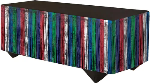 Vista 5 de Forum Novelties - Falda de mesa con flecos de oropel, 144 x 29 pulgadas, color azul